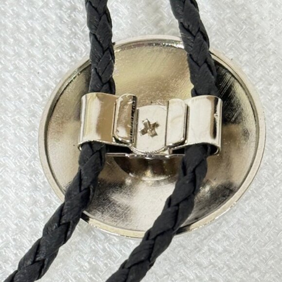 Silver-tone and black cord western cowboy bolo tie. - Picture 5 of 6